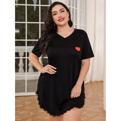 European and American 200 catties large size pajamas women plus obesity mm spring and summer short-sleeved nightdress